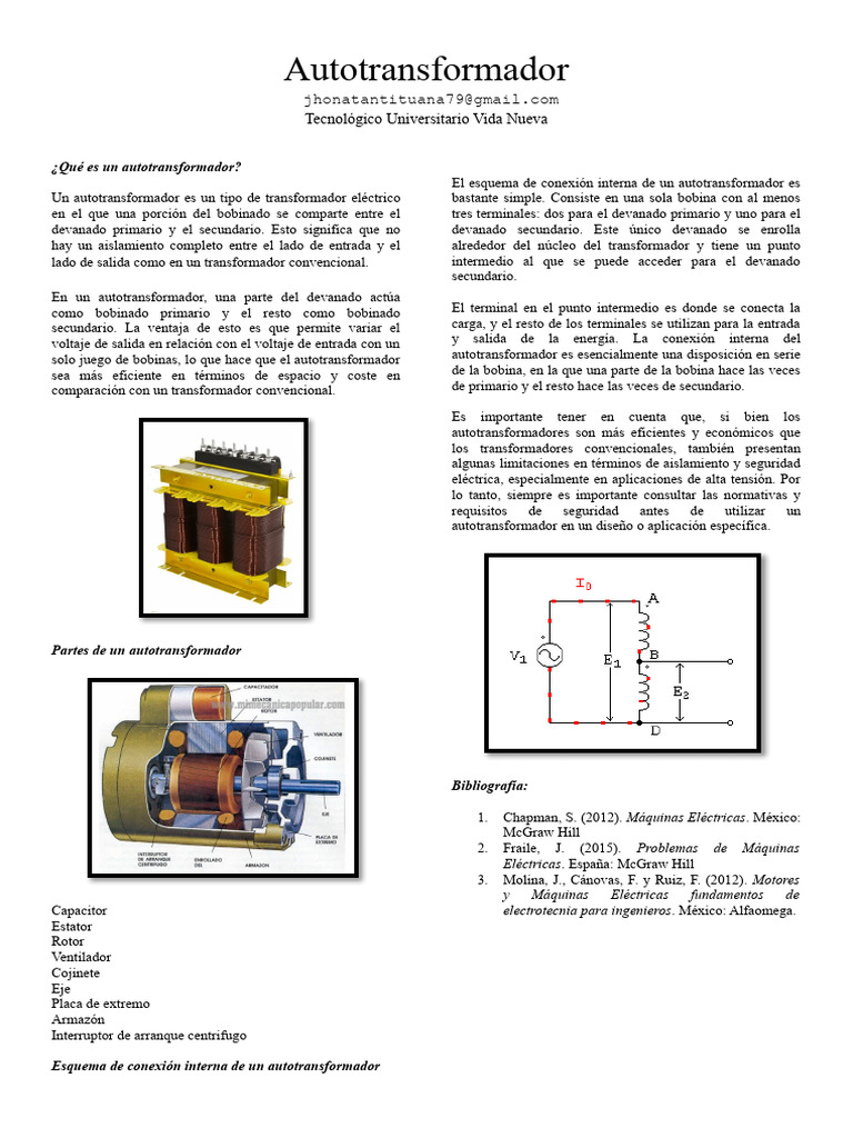 Autotransformador: Eficiencia y Conexión | PDF | Transformador ...