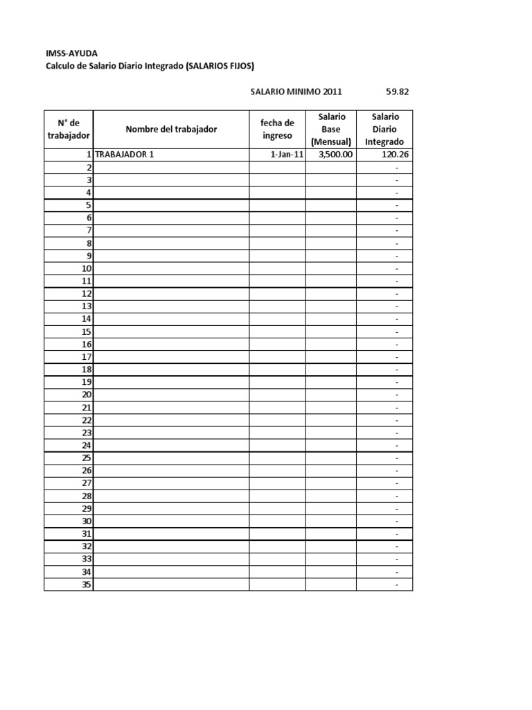 Calculo Salario Diario Integrado Salario M nimo Prueba Gratuita De