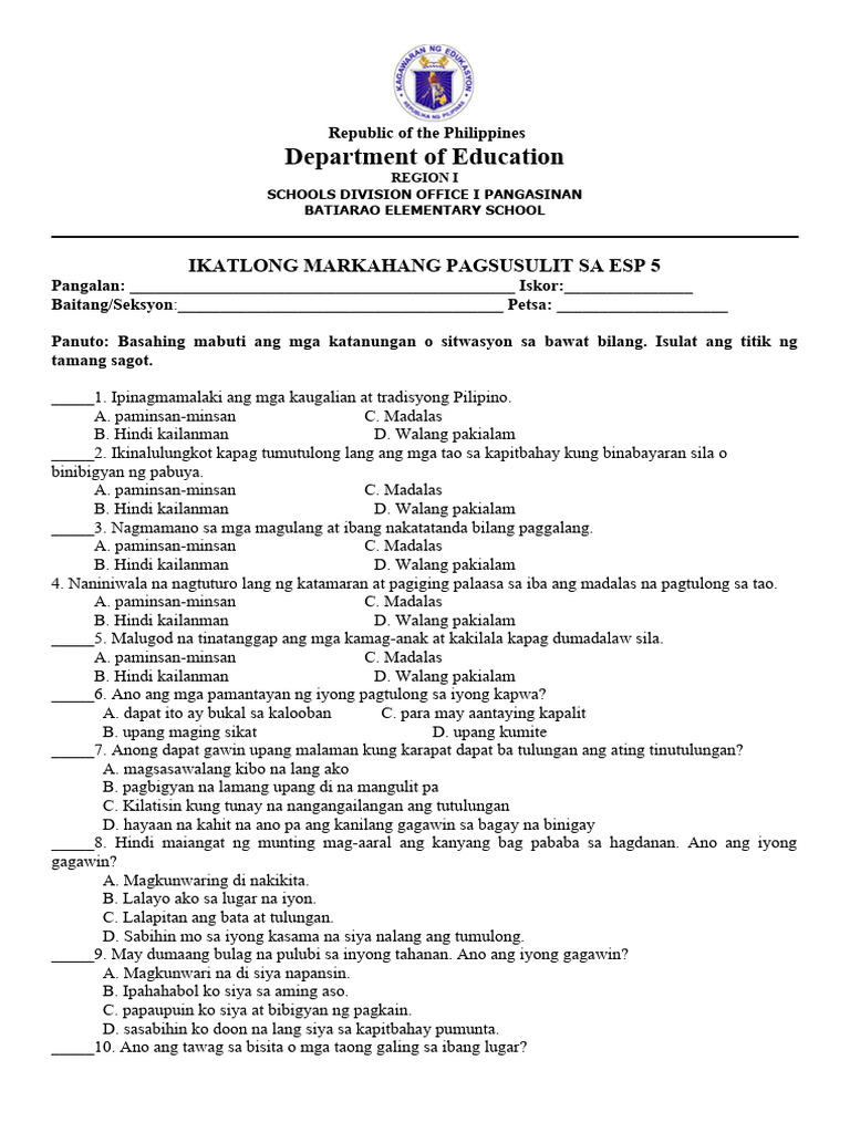 Final PT - ESP-5 - Q3 | PDF