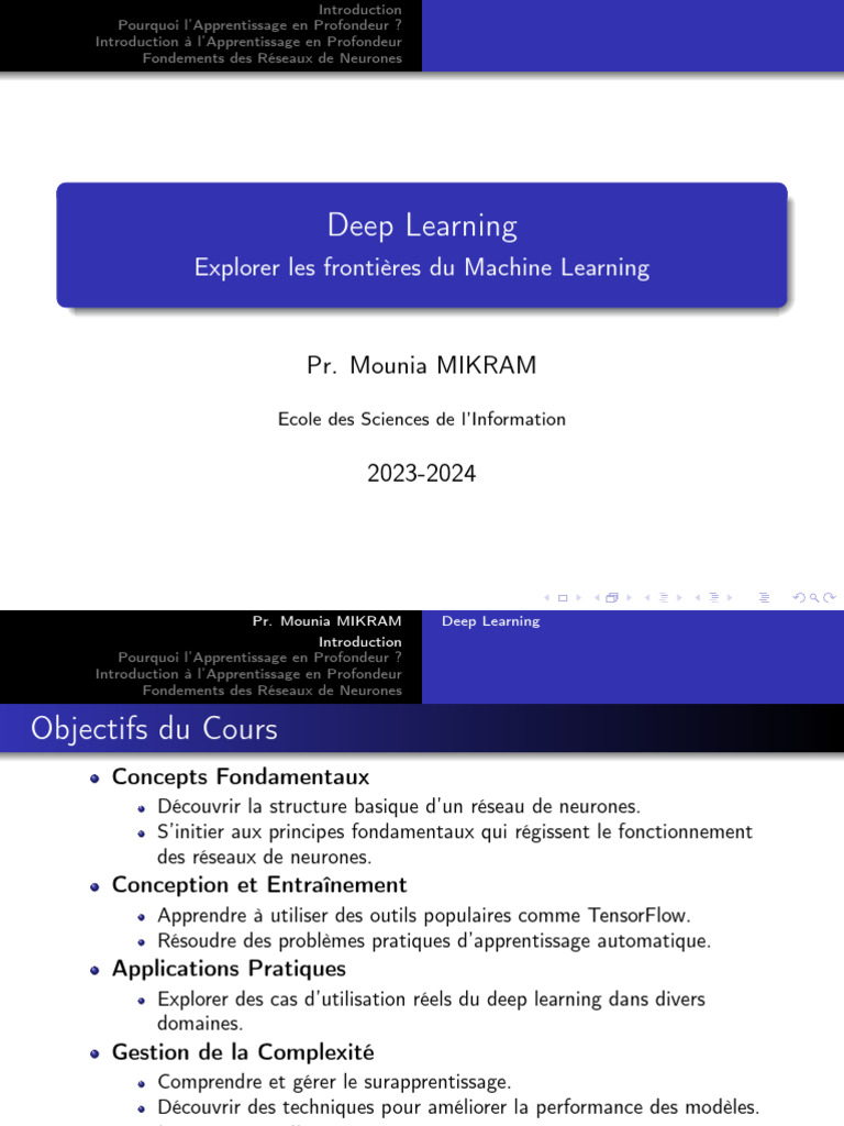Introduction au Deep Learning 2023-2024 | PDF | Apprentissage ...