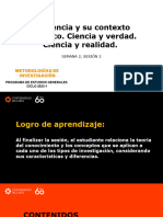 S-2.1 La Ciencia y Su Contexto Histórico. Ciencia y Verdad. Ciencia y Realidad