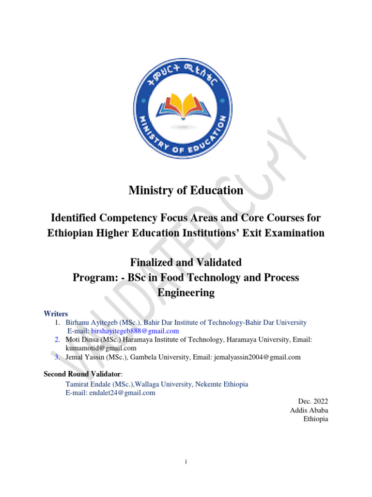 BSc in Food Engineering Curriculum Overview | PDF | Engineering | Science