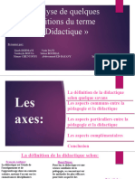 Analyse de Quelques Définitions Du Terme Didactique