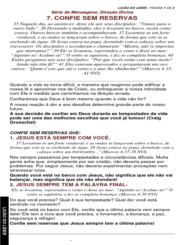 Confie Sem Reservas | PDF