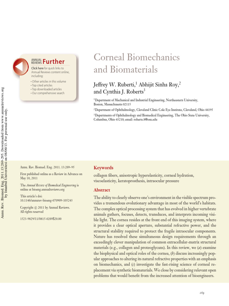 Corneal Biomechanics and Biomaterials | PDF