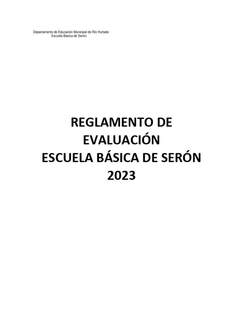 Reglamento de Evaluación 2023 Serón | PDF | Evaluación | Educación primaria