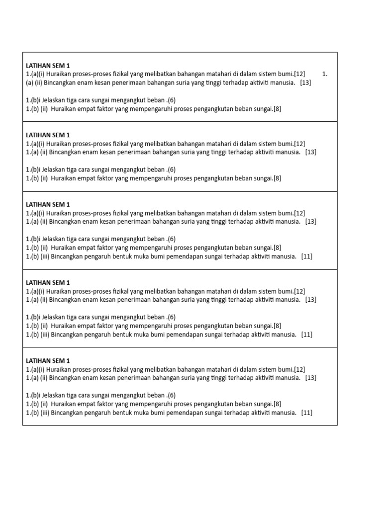 Latihan Sem 1 | PDF | Science & Mathematics