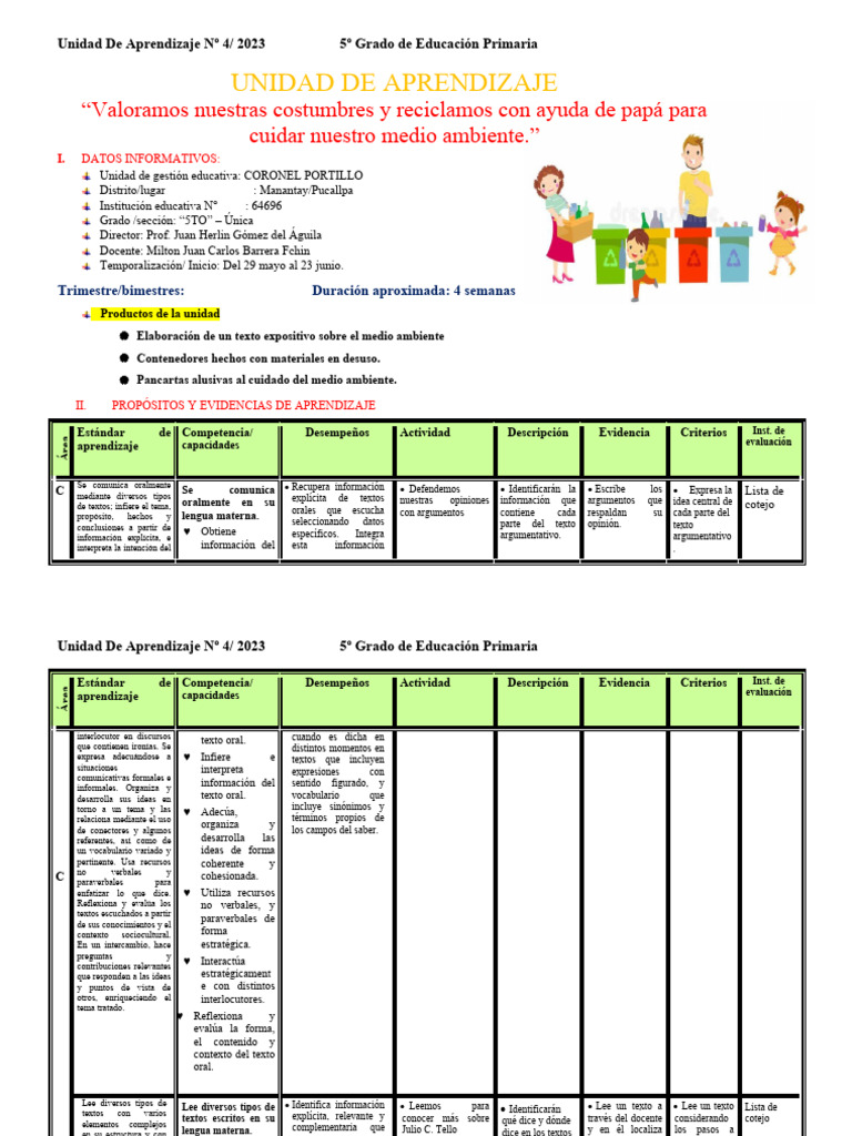 5° Junio Unidad de Aprendizaje 4 | PDF