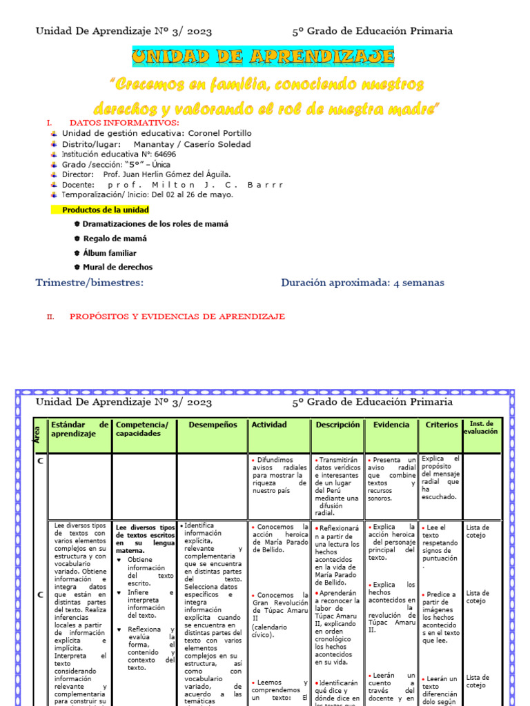 5° Mayo Unidad de Aprendizaje 3 | PDF | Ecuaciones | Números