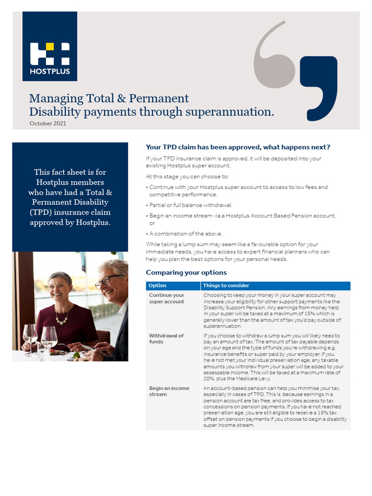 Managing Your Approved TPD Claim | PDF | Pension | Taxes