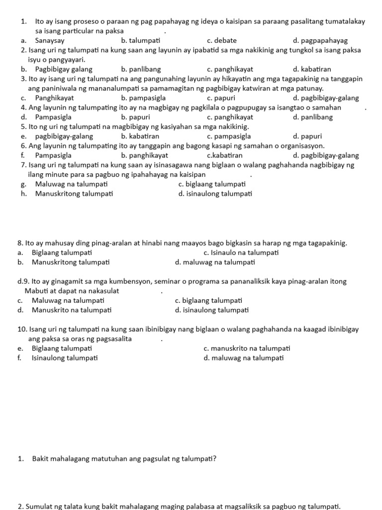 Talumpati quiz 4 pdf