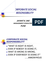 Corporate Social Resonsibility: Jayant K. Oke Pune