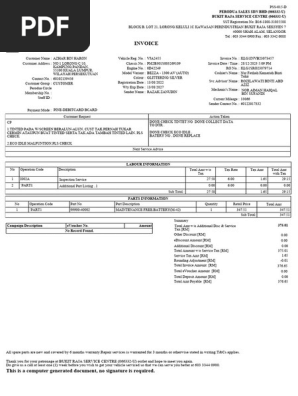 Repair Order Invoice