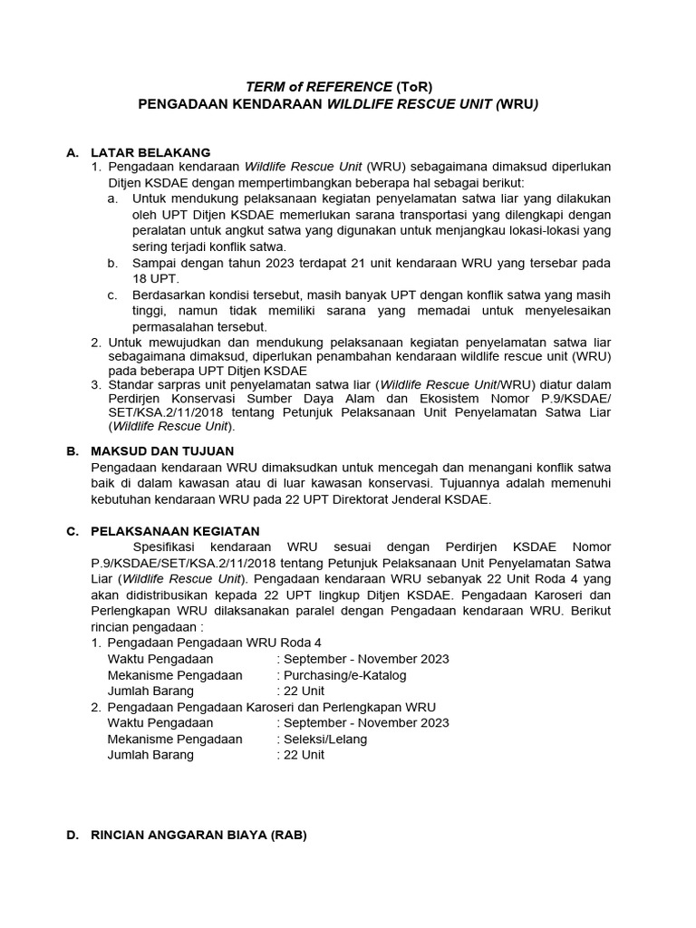 Pengadaan Kendaraan WRU Roda 4 | PDF