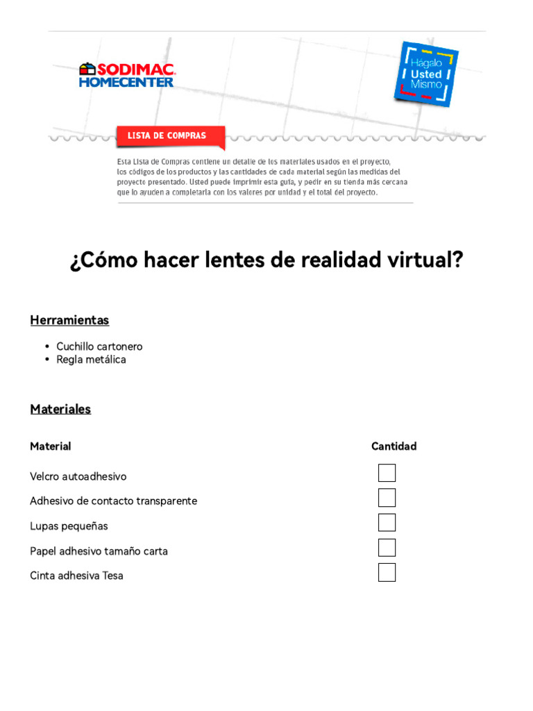 Guía DIY: Lentes de Realidad Virtual | PDF