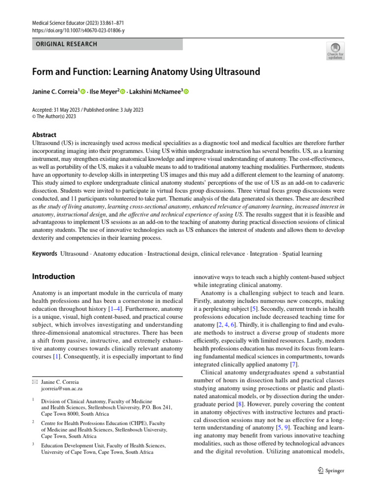 Learning Anatomy Using Ultrasound Biology Diagrams