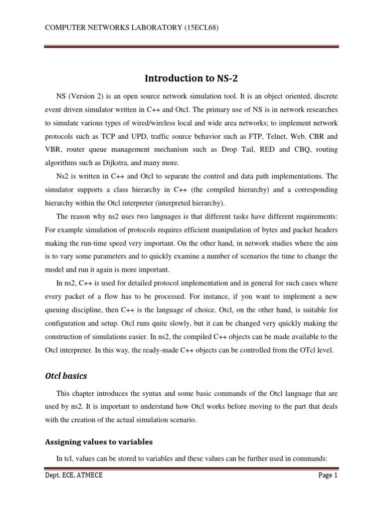CN Lab Manual 18ECL68 VTU PDF Routing Computer Network