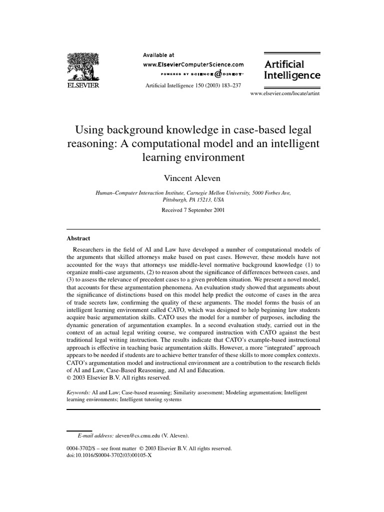 AI and Law - Legal Reasoning | PDF | Artificial Intelligence