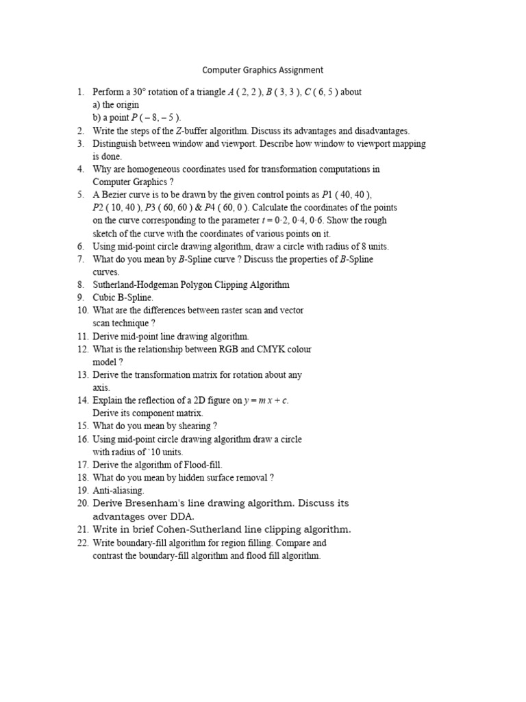 Computer Graphics Assignment | PDF