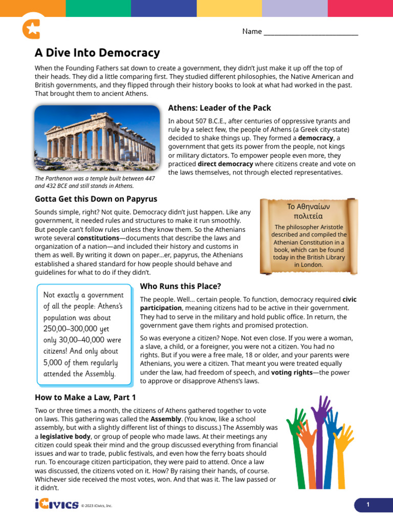 DAYVIANN HENRY A Dive Into Democracy_Student Docs PDF Citizenship