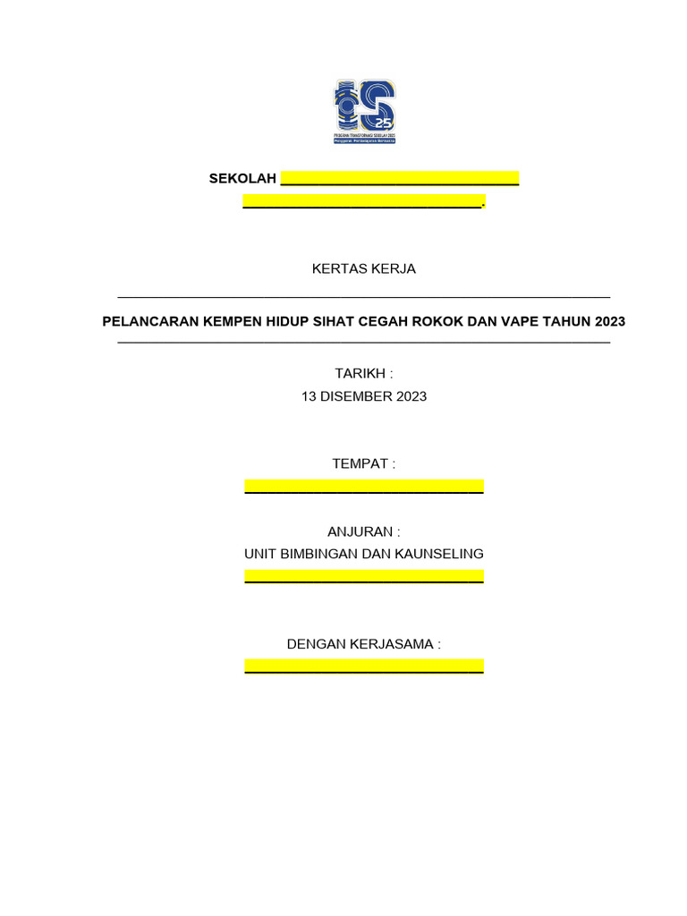 Kertas Kerja Program Cegah Rokok Dan Vape 2023 (Cikgugrafik) | PDF