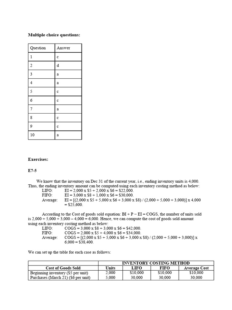 Week 8 homework part 2 financial accounting pdf cost of goods