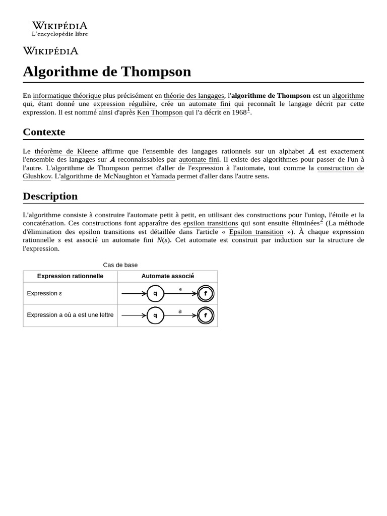 Algorithme de Thompson en Informatique | PDF | Algorithmes | Informatique