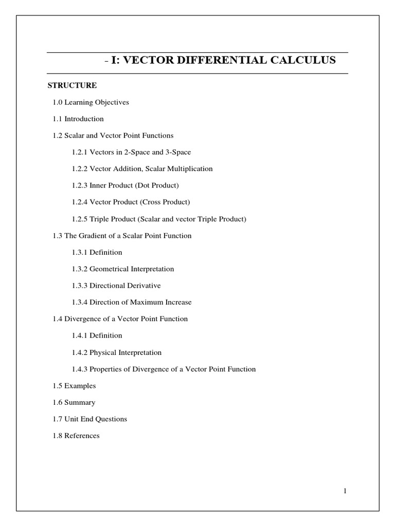 Module I Vector Differential Calculus PDF Euclidean Vector Gradient