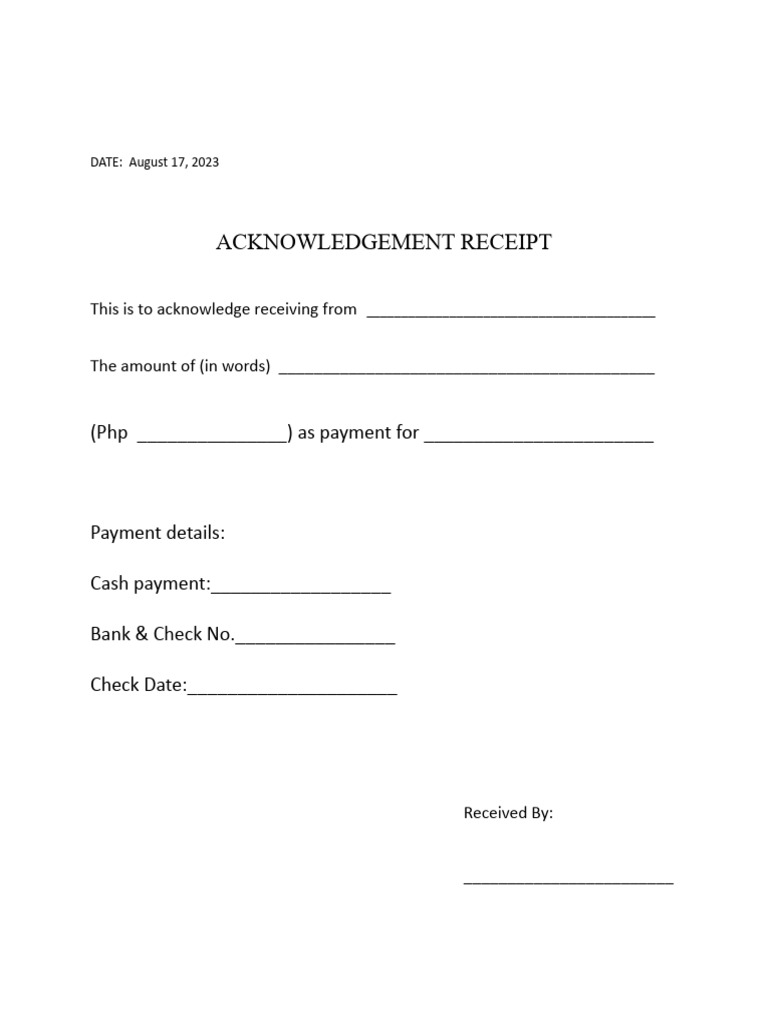 Acknowledgement Receipt of Cash | PDF