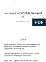 Membranes and Solute Transport Lecture 1