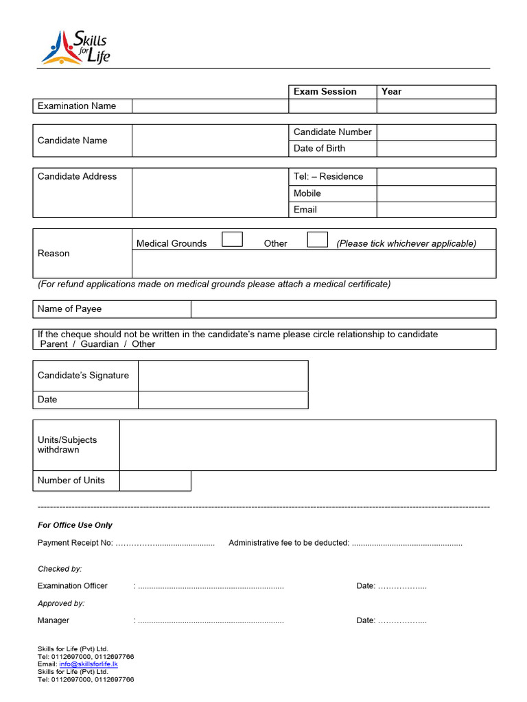 EDEXCEL Exam Refund Request Form | PDF