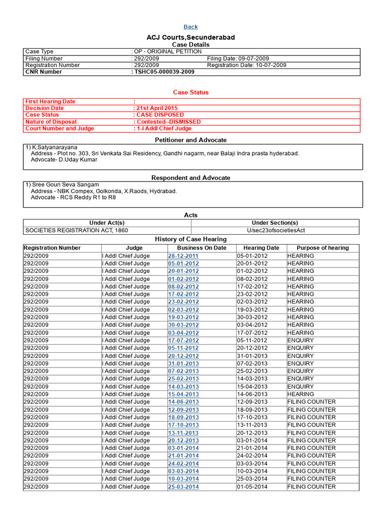 Case Status Search by Case Number PDF Judiciaries