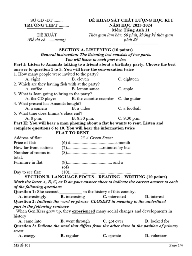 English Exam Grade 11 Semester 1 | PDF | Climate Change | Sea Ice