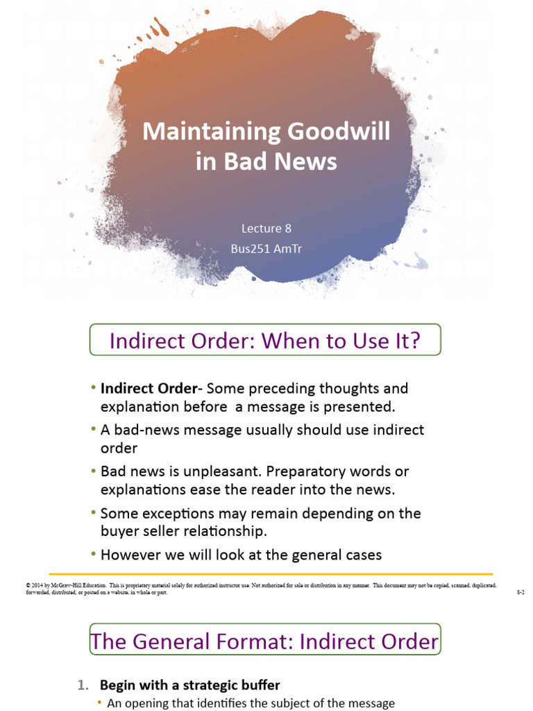 Effective Indirect Order for Bad News | PDF