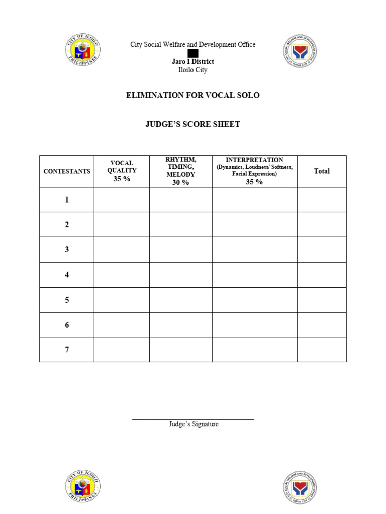 Judge's Score Sheet for Competitions | PDF