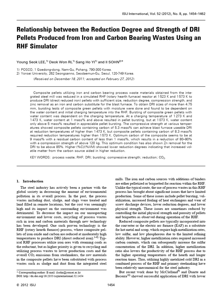 DRI Pellet Strength from Waste Materials | PDF
