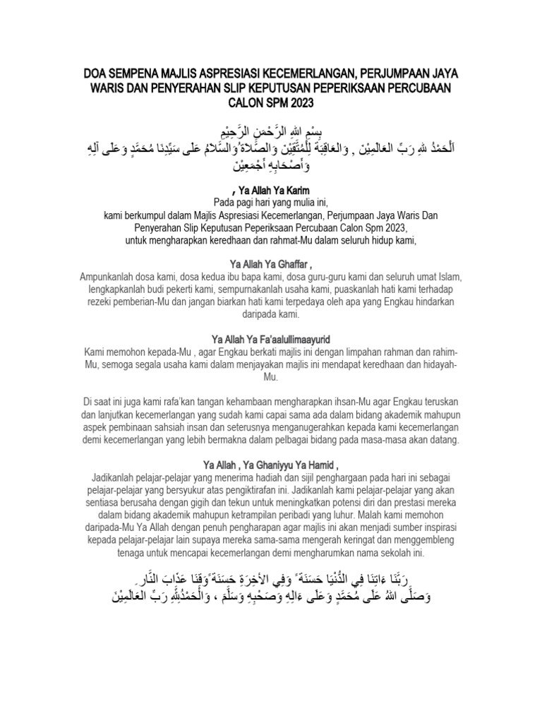 Doa Aspresiasi Kecemerlangan, Perjumpaan Jaya Waris Dan Penyerahan Slip