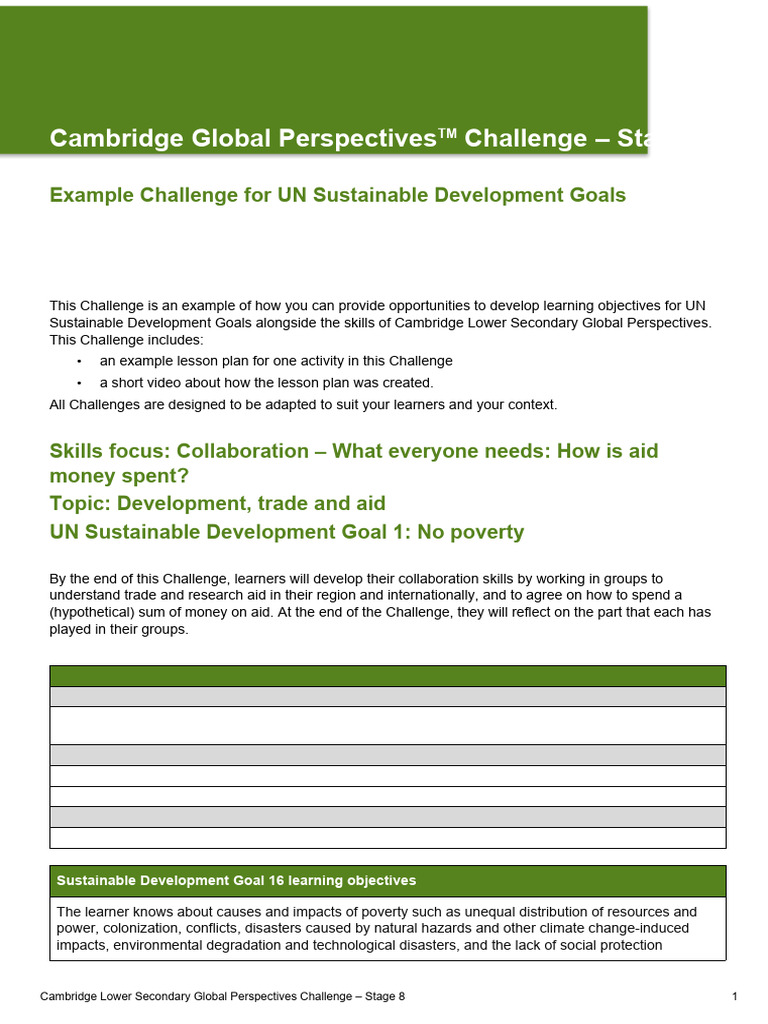 Challenge - Stage 8 - What Everyone Needs - Example SDG - tcm143-660793 ...