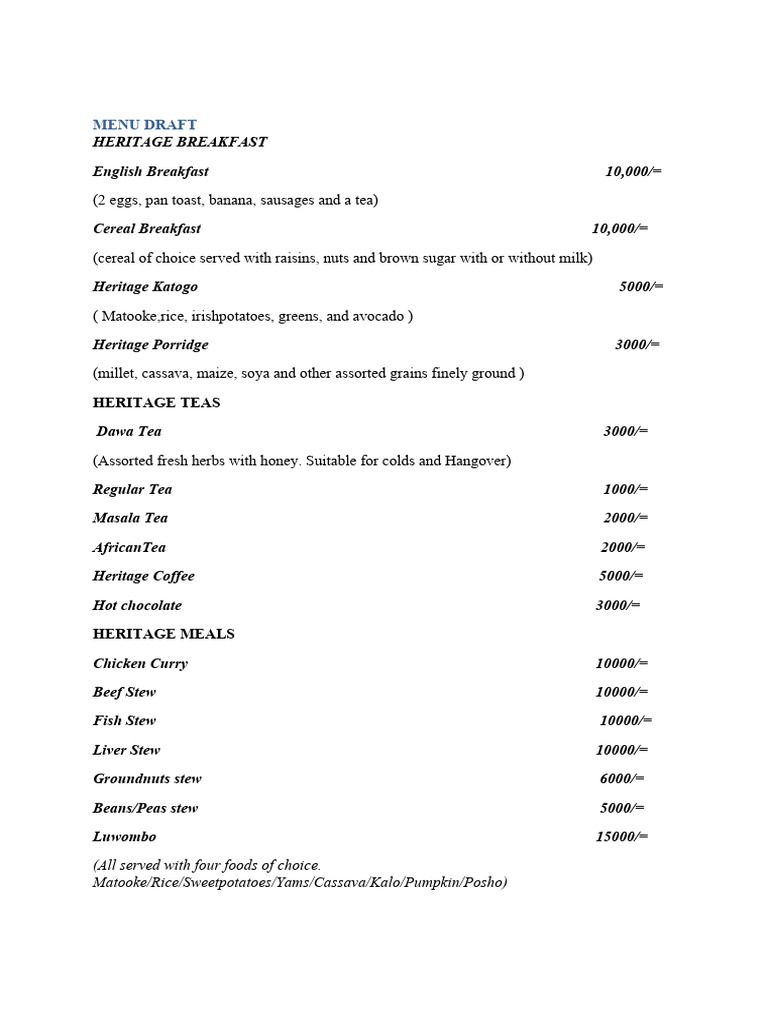 Final Menu Bareminimum | PDF