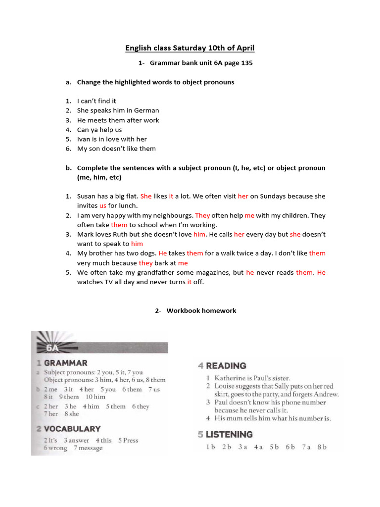 Homework Resolution Unit 6A | PDF | Language Arts & Discipline | Wellness