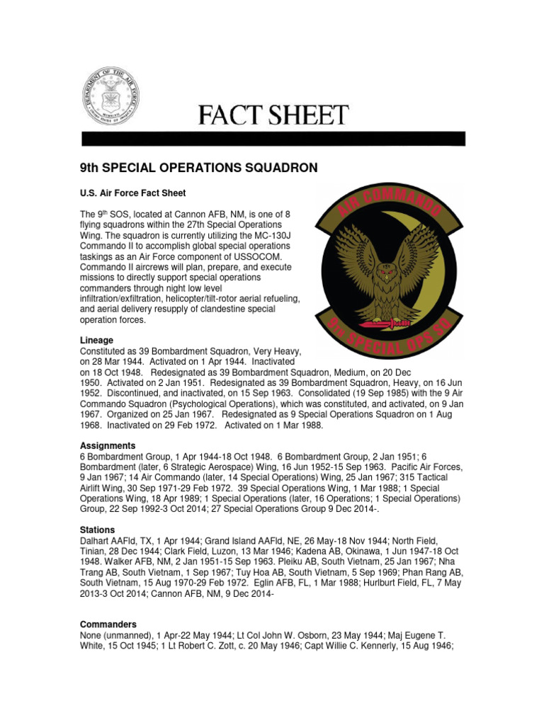 9th Special Operations Squadron Overview | PDF | International Security ...