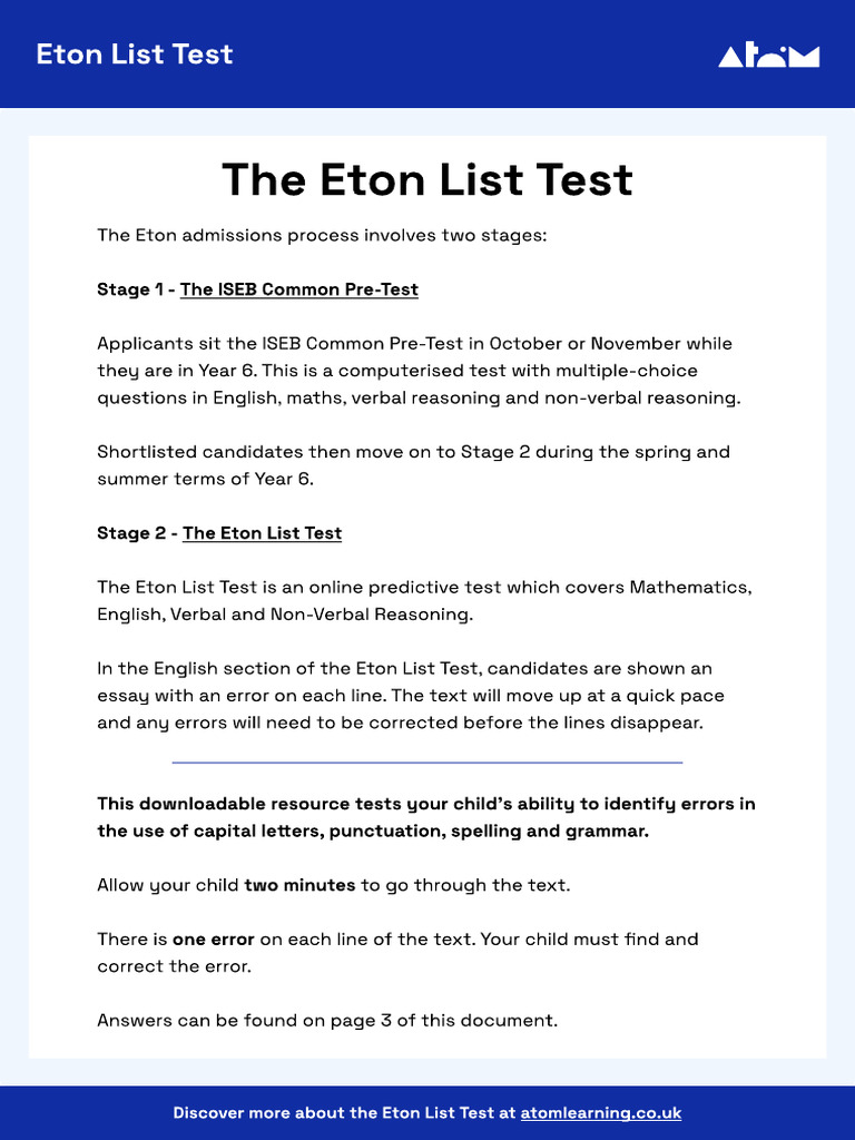 Eton List Test - Panettone | PDF