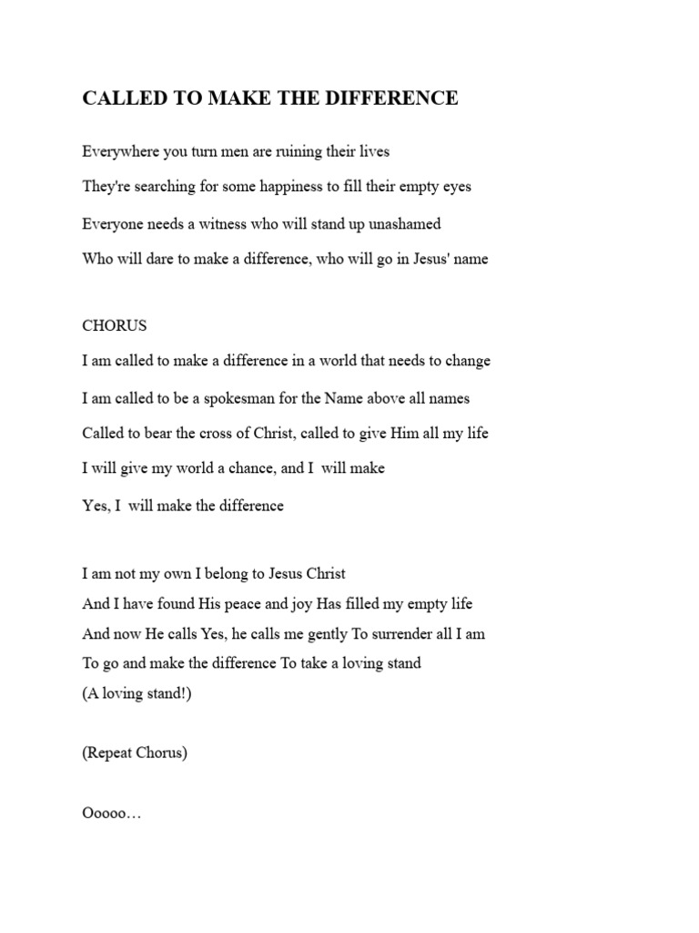 Called to make the difference pdf