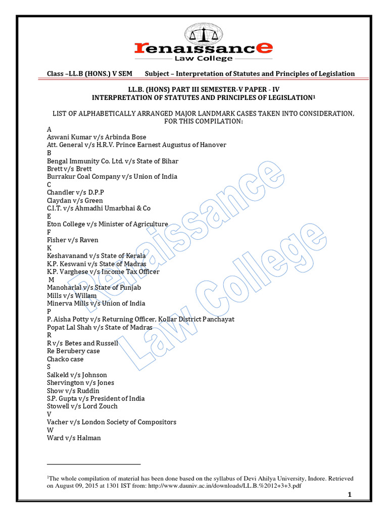 Interpretation of statutes and principles of legislation pdf