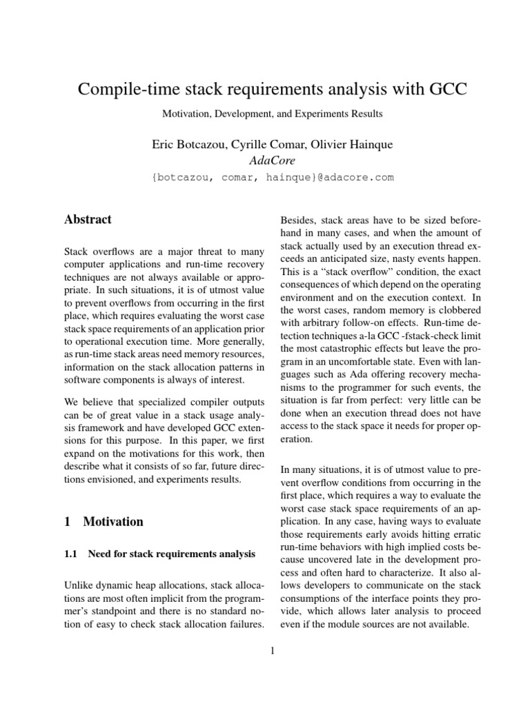 GCC Static Stack Analysis Techniques | PDF | C (Programming Language ...