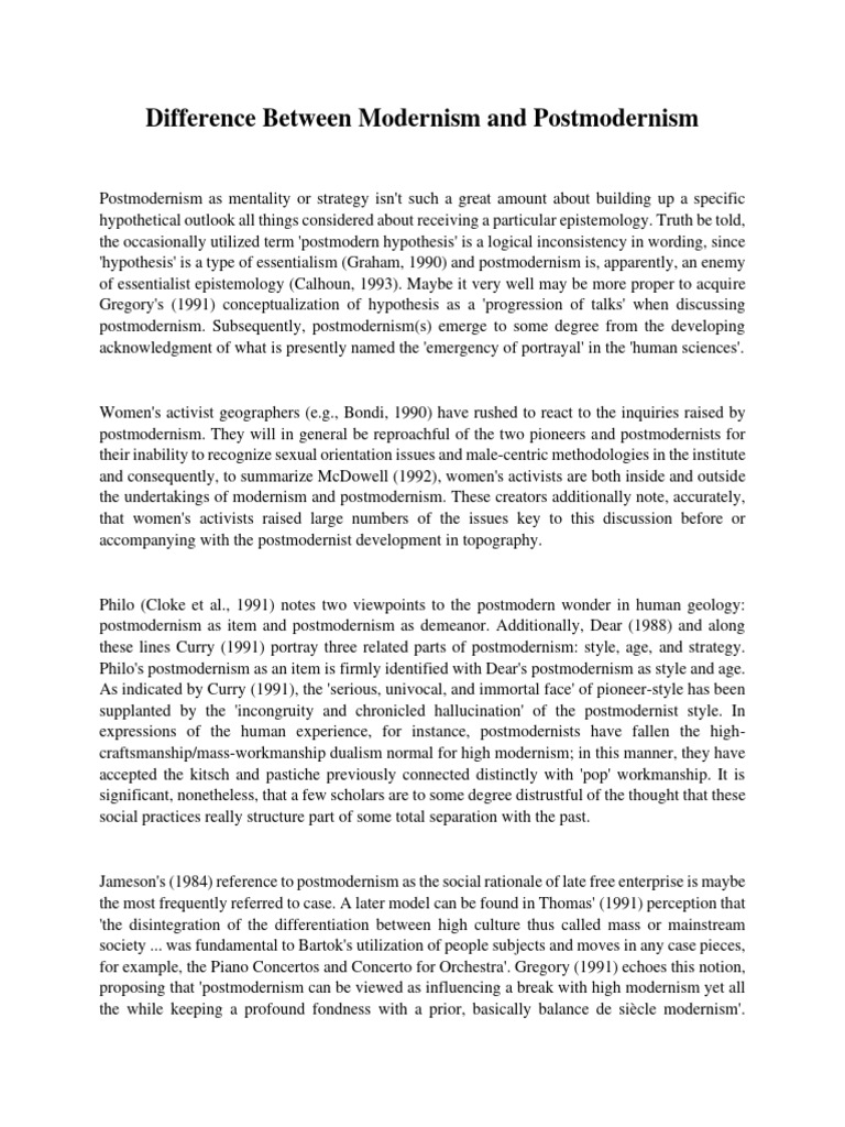 Difference Between Modernism and Postmodernism | PDF