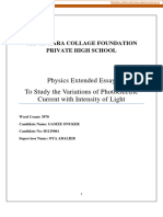 Physics Extended Essay To Study The Variations of Photoelectric Current With Intensity of Light