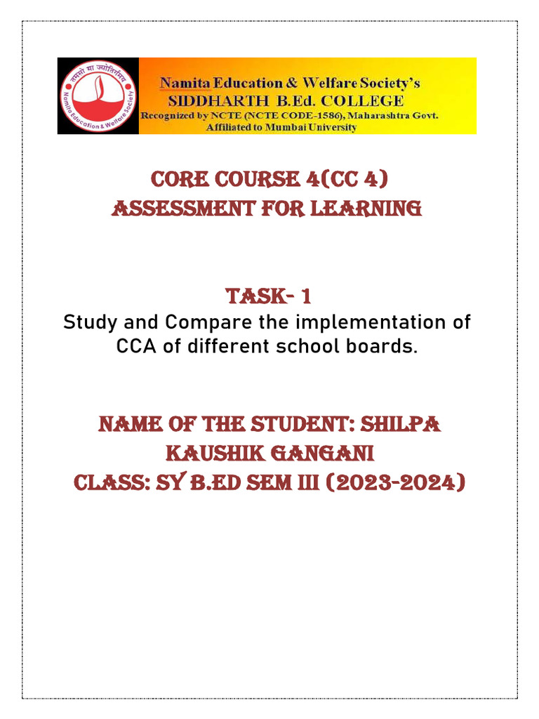 CCE Implementation in School Boards | PDF | Educational Assessment ...