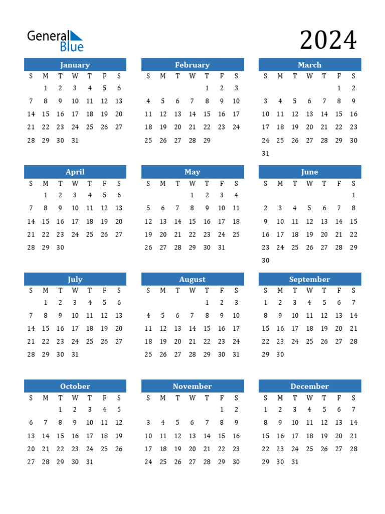 2024 Monthly Calendar Overview | PDF