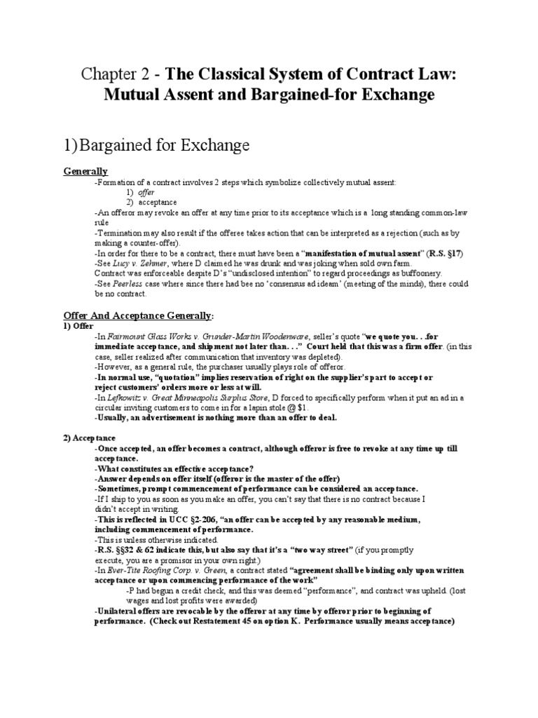 Classic All Contracts | PDF | Offer And Acceptance | Consideration